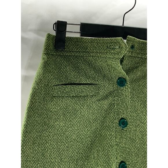 BONNE PETITE Women's Vintage Green Herringbone Knit Button-Front Mini Skirt SZ S - Picture 3 of 10